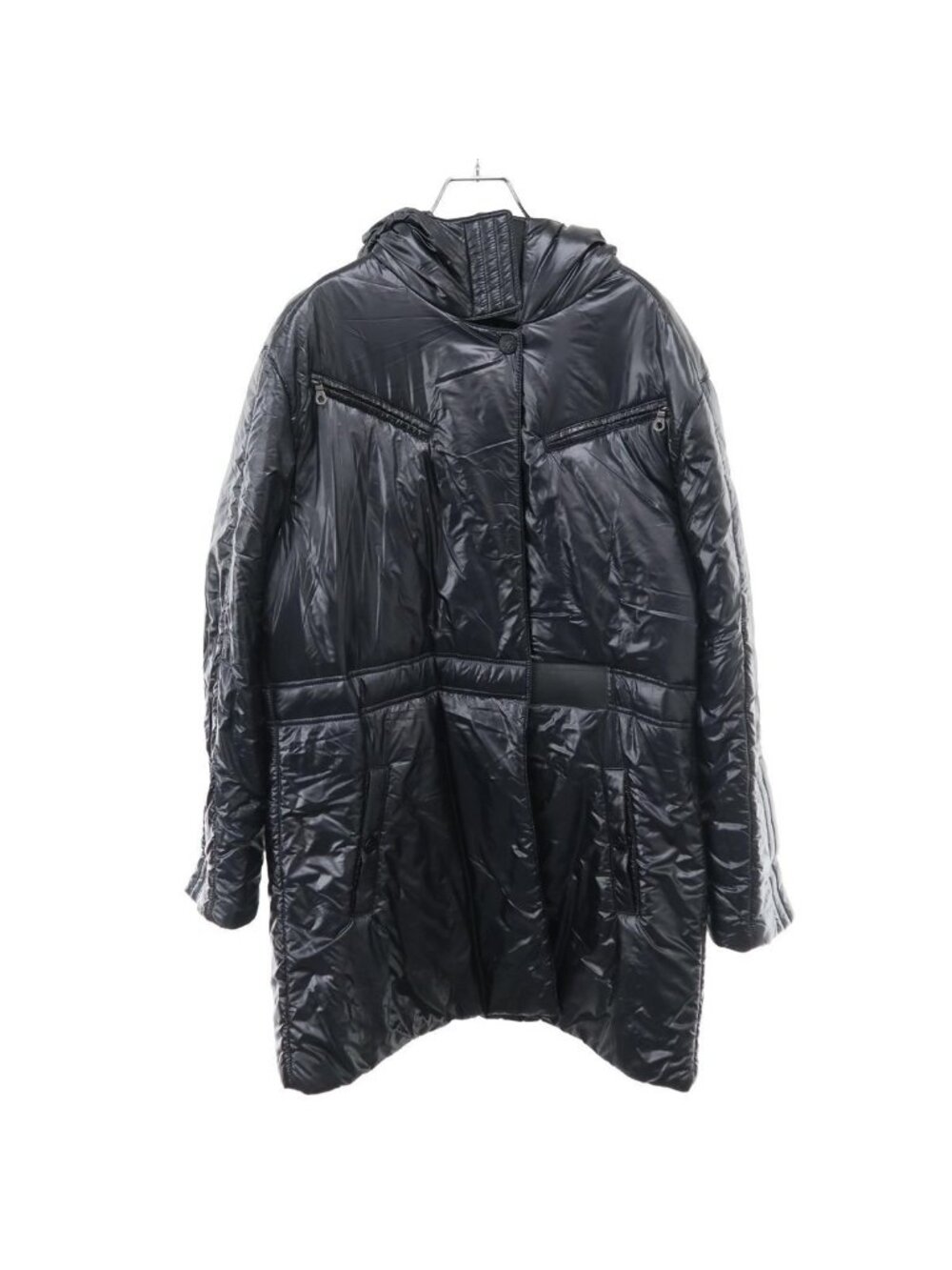 Chanel Patted Hood Coat Black 42